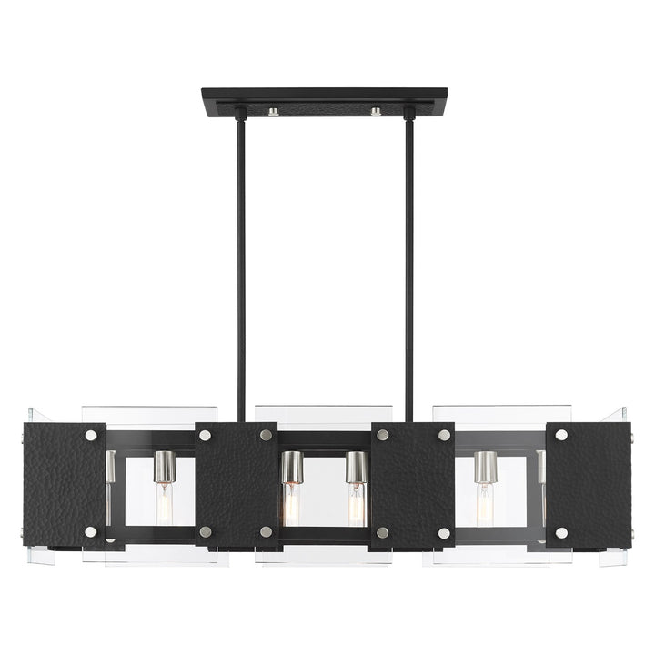 8 Light Black Linear Chandelier