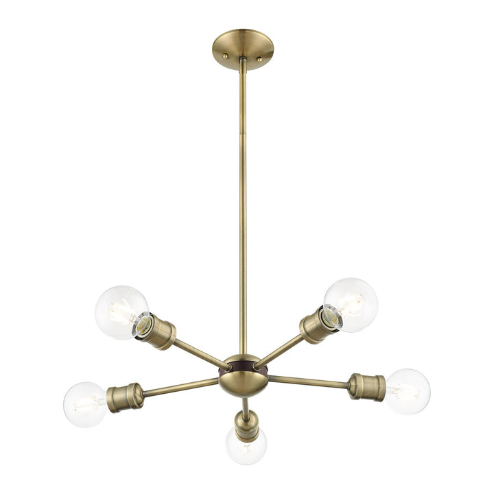 5 Light Antique Brass Chandelier