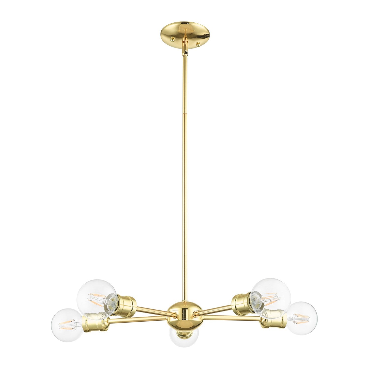 5 Light Polished Brass Chandelier