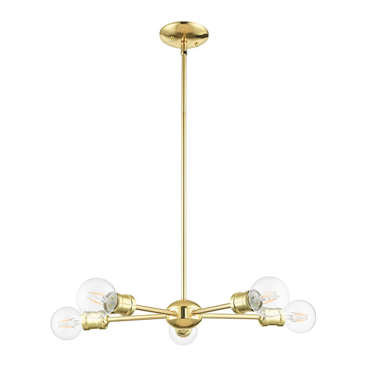 5 Light Polished Brass Chandelier