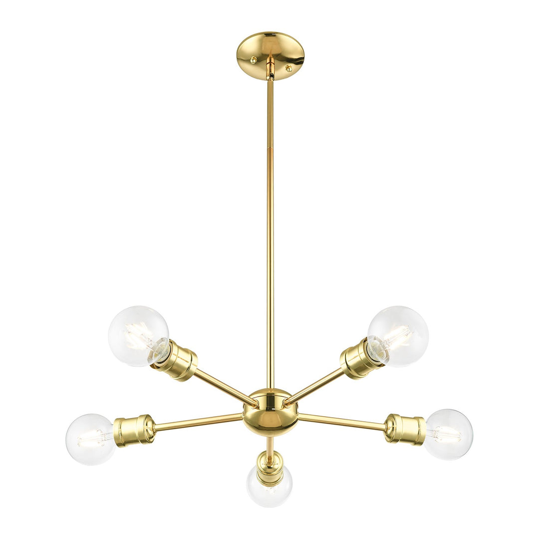 5 Light Polished Brass Chandelier