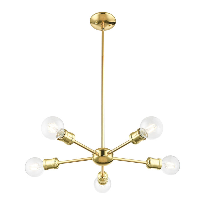 5 Light Polished Brass Chandelier