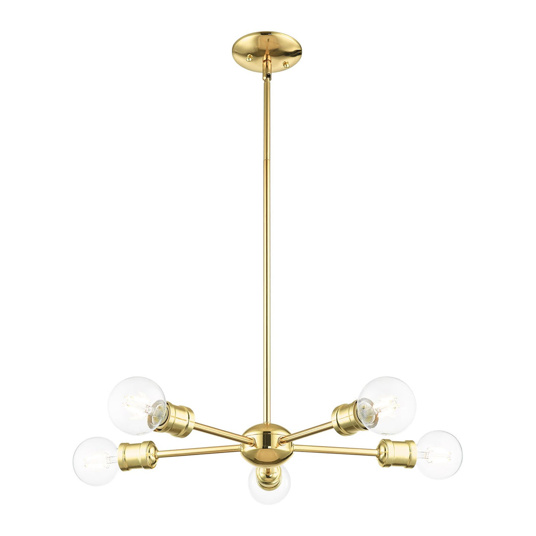 5 Light Polished Brass Chandelier