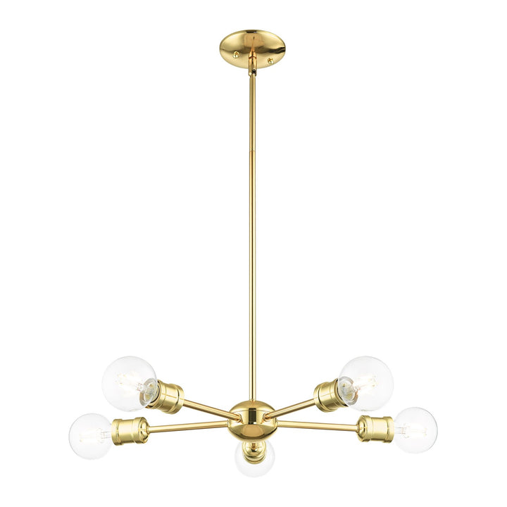 5 Light Polished Brass Chandelier