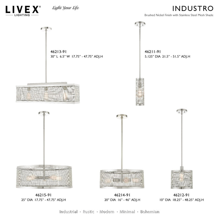 1 Light Brushed Nickel Pendant
