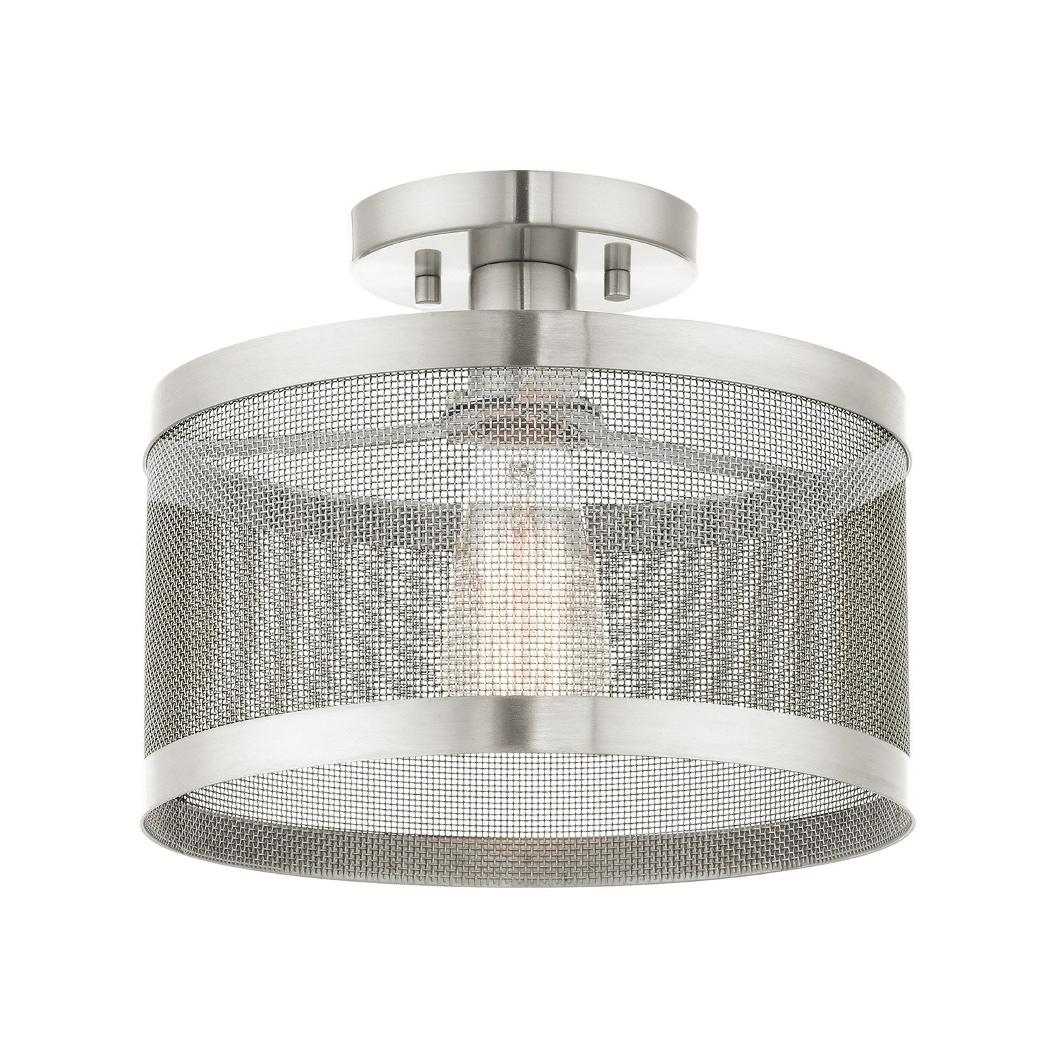 1 Light Brushed Nickel Semi Flush Mount by Livex Lighting