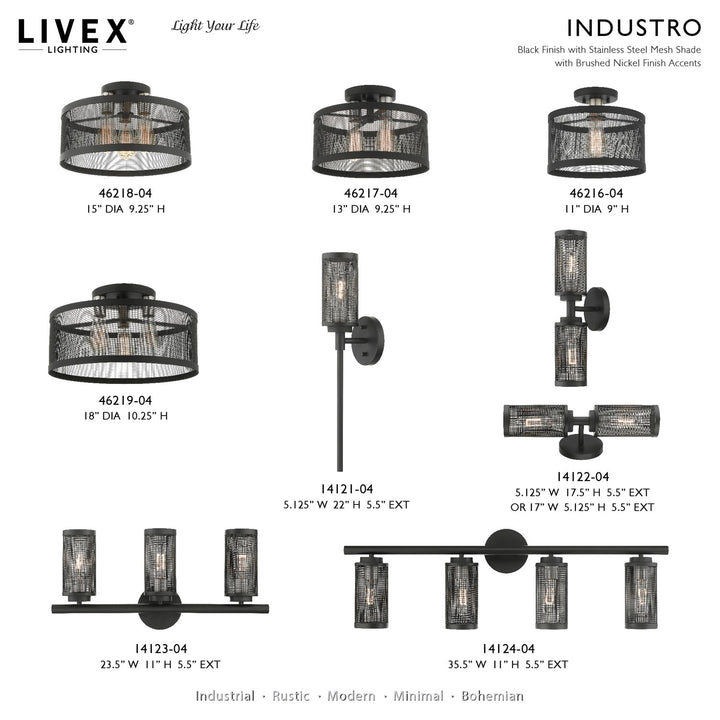 2 Light Black Semi Flush Mount