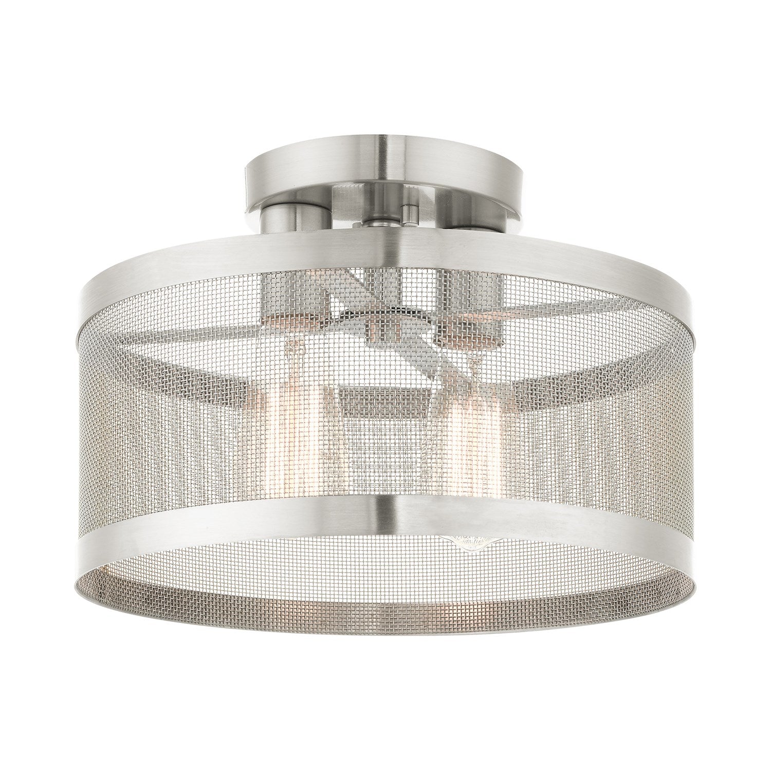 2 Light Brushed Nickel Semi Flush Mount by Livex Lighting