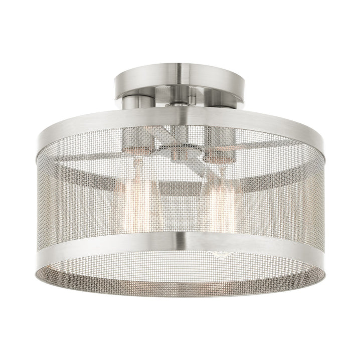 2 Light Brushed Nickel Semi Flush Mount by Livex Lighting