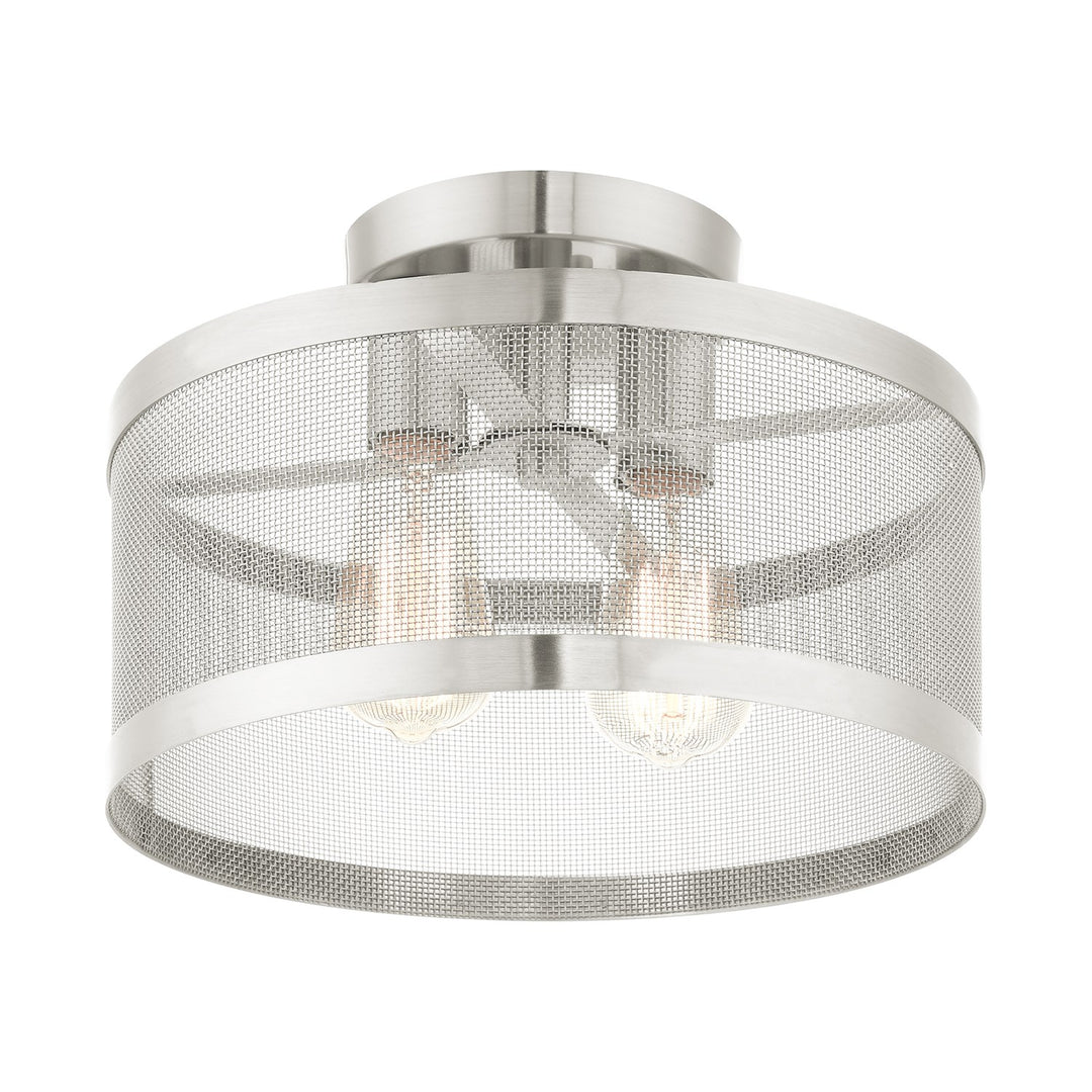 2 Light Brushed Nickel Semi Flush Mount
