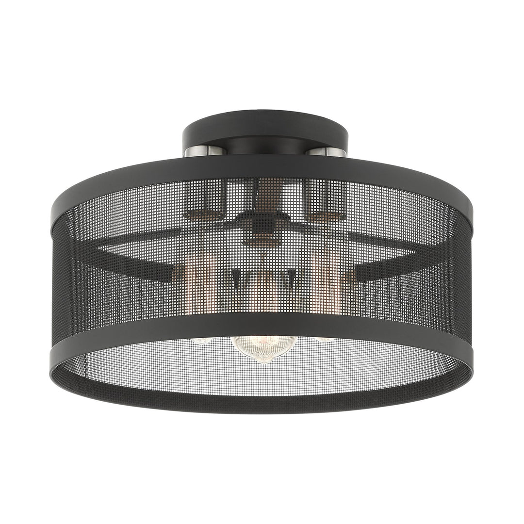 3 Light Black Semi Flush Mount by Livex Lighting