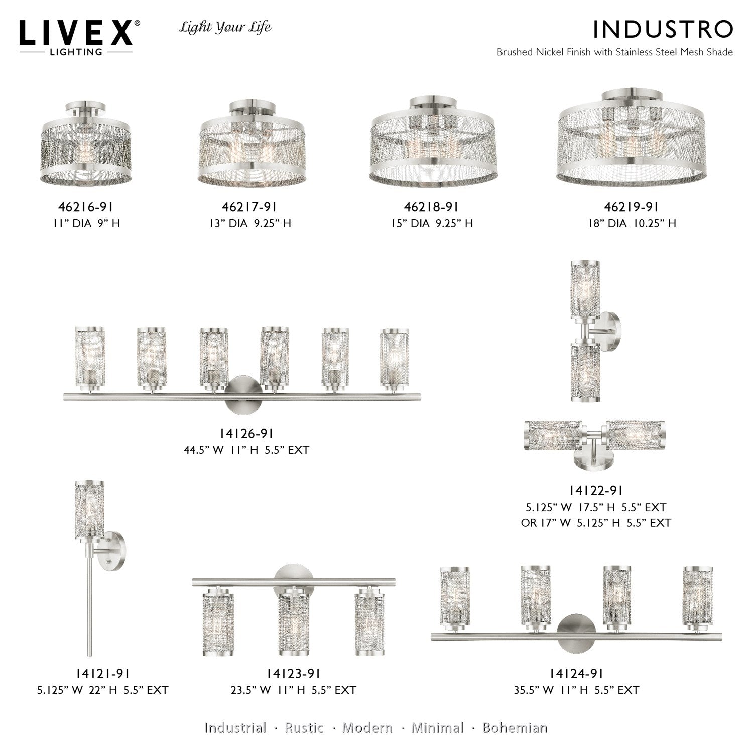 3 Light Brushed Nickel Semi Flush Mount