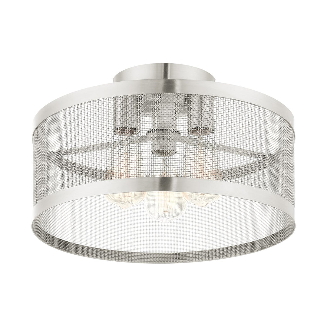 3 Light Brushed Nickel Semi Flush Mount