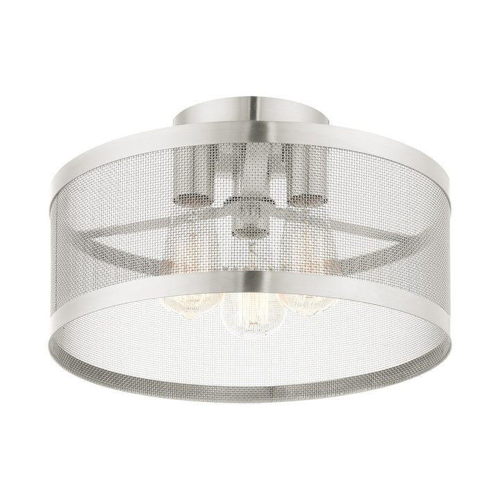 3 Light Brushed Nickel Semi Flush Mount