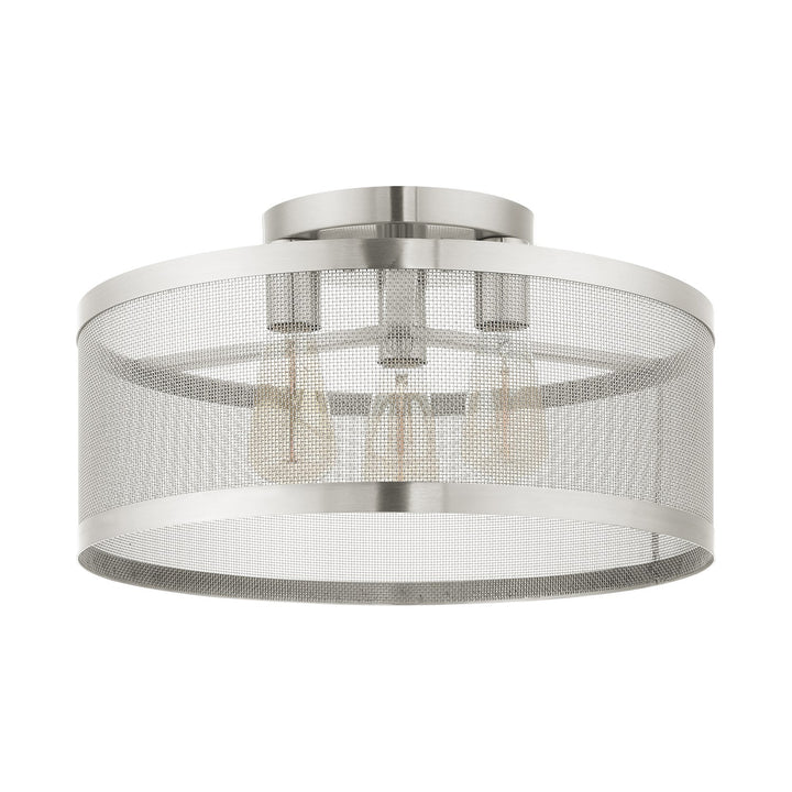 3 Light Brushed Nickel Semi Flush Mount