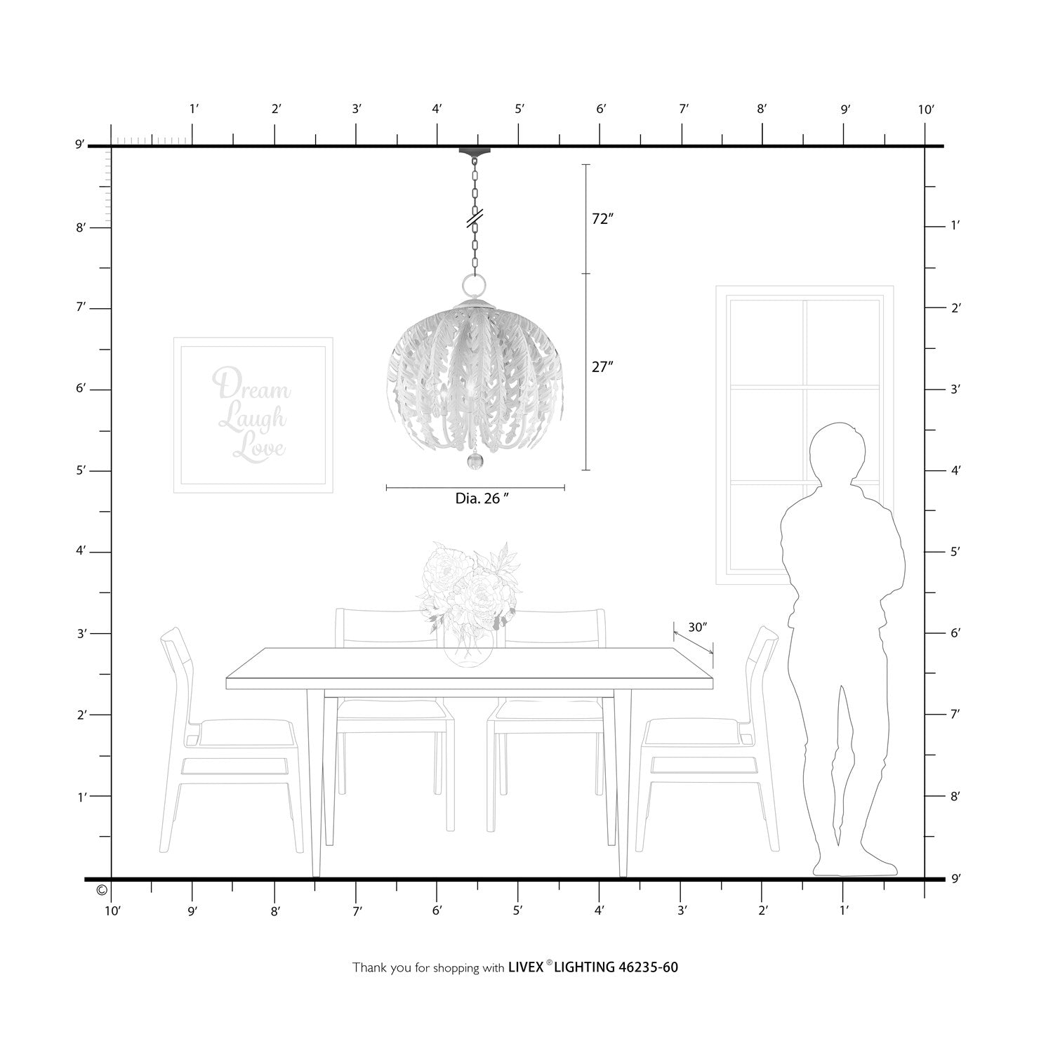 5 Light Antique White Chandelier