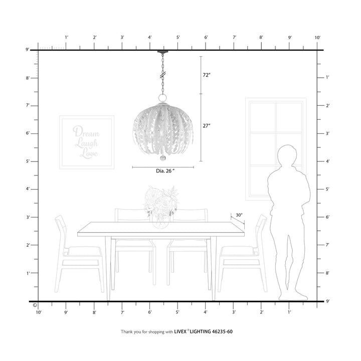 5 Light Antique White Chandelier
