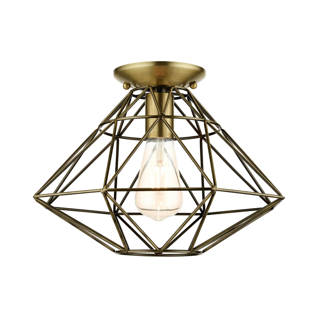 1 Light Antique Brass Flush Mount by Livex Lighting
