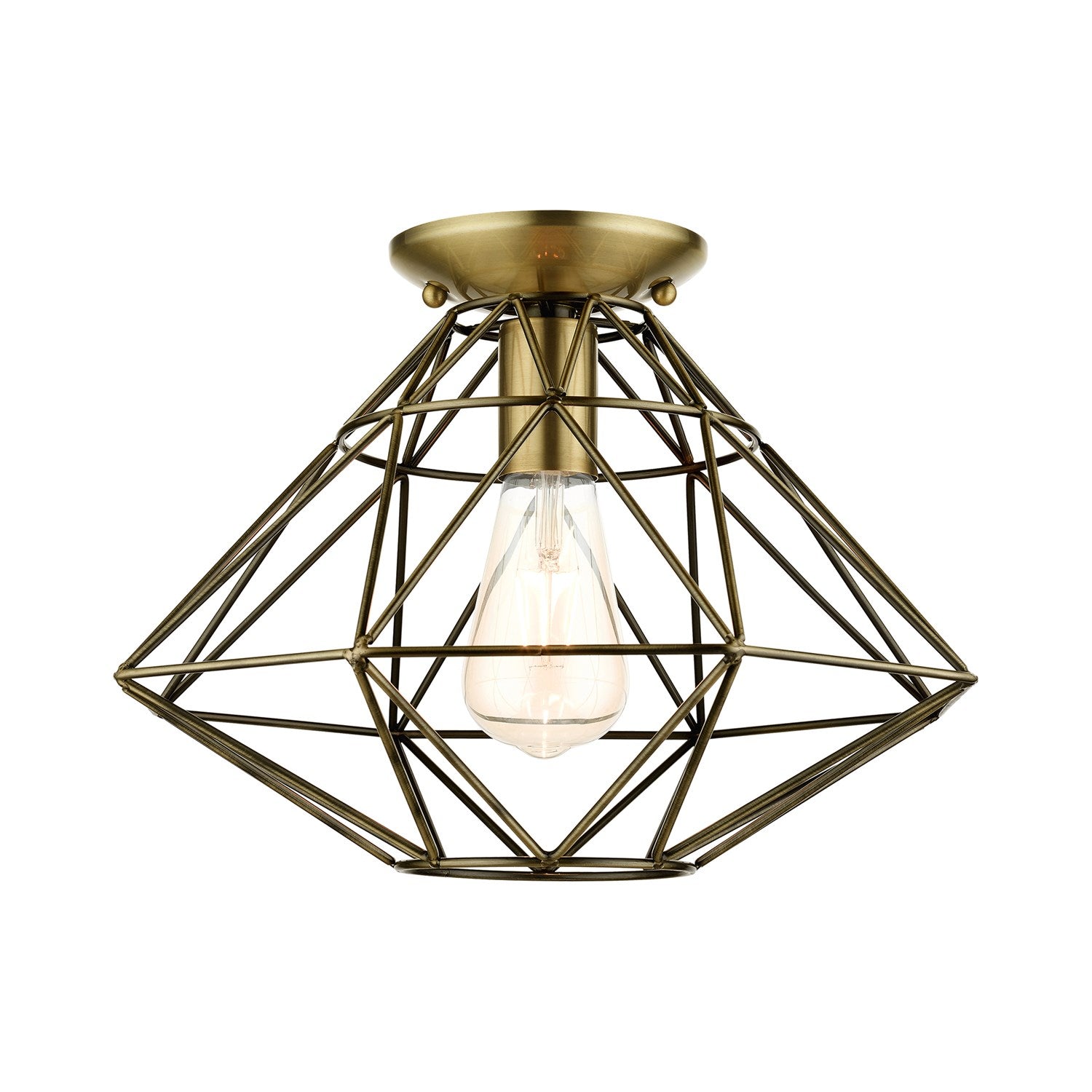 1 Light Antique Brass Flush Mount by Livex Lighting