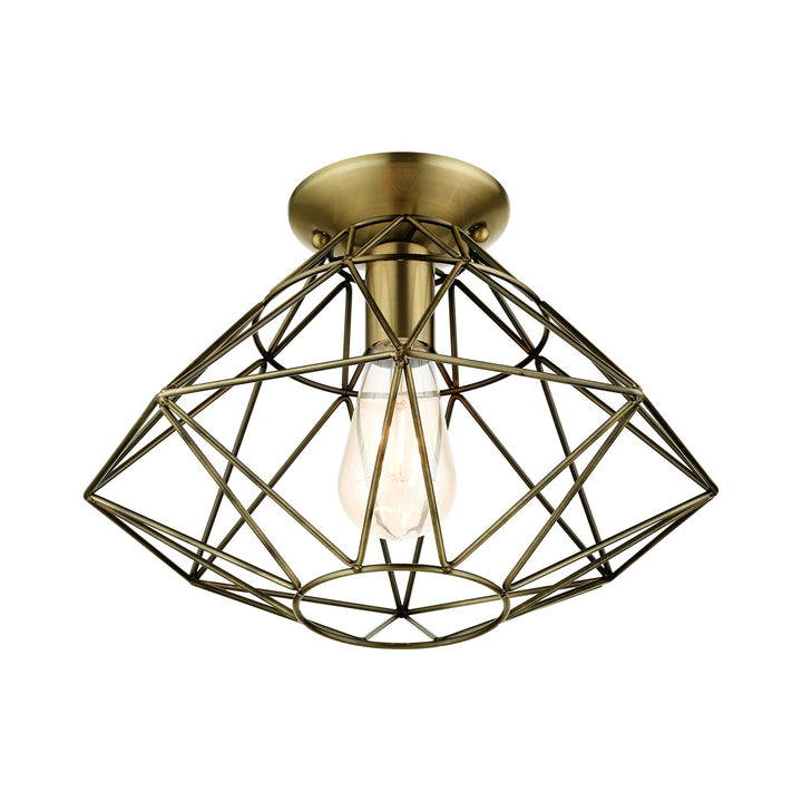 1 Light Antique Brass Flush Mount