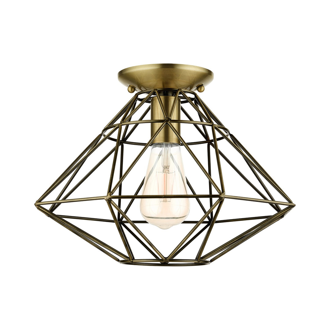 1 Light Antique Brass Flush Mount