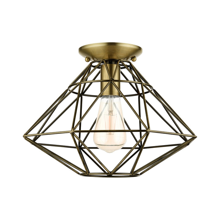 1 Light Antique Brass Flush Mount