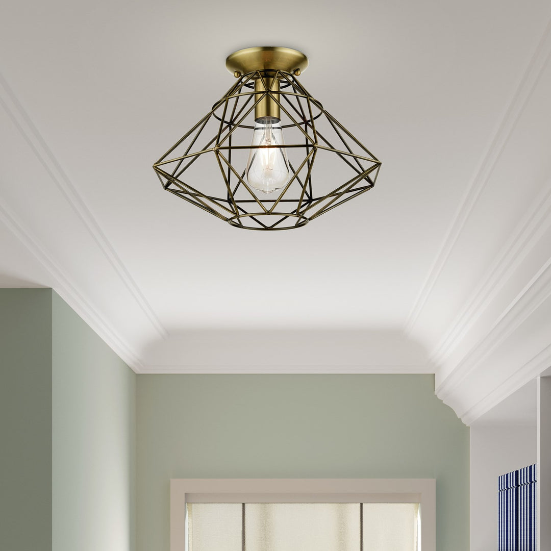 1 Light Antique Brass Flush Mount