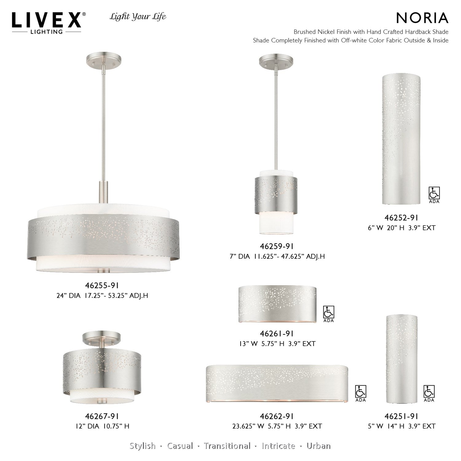 2 Light Brushed Nickel Ada Sconce