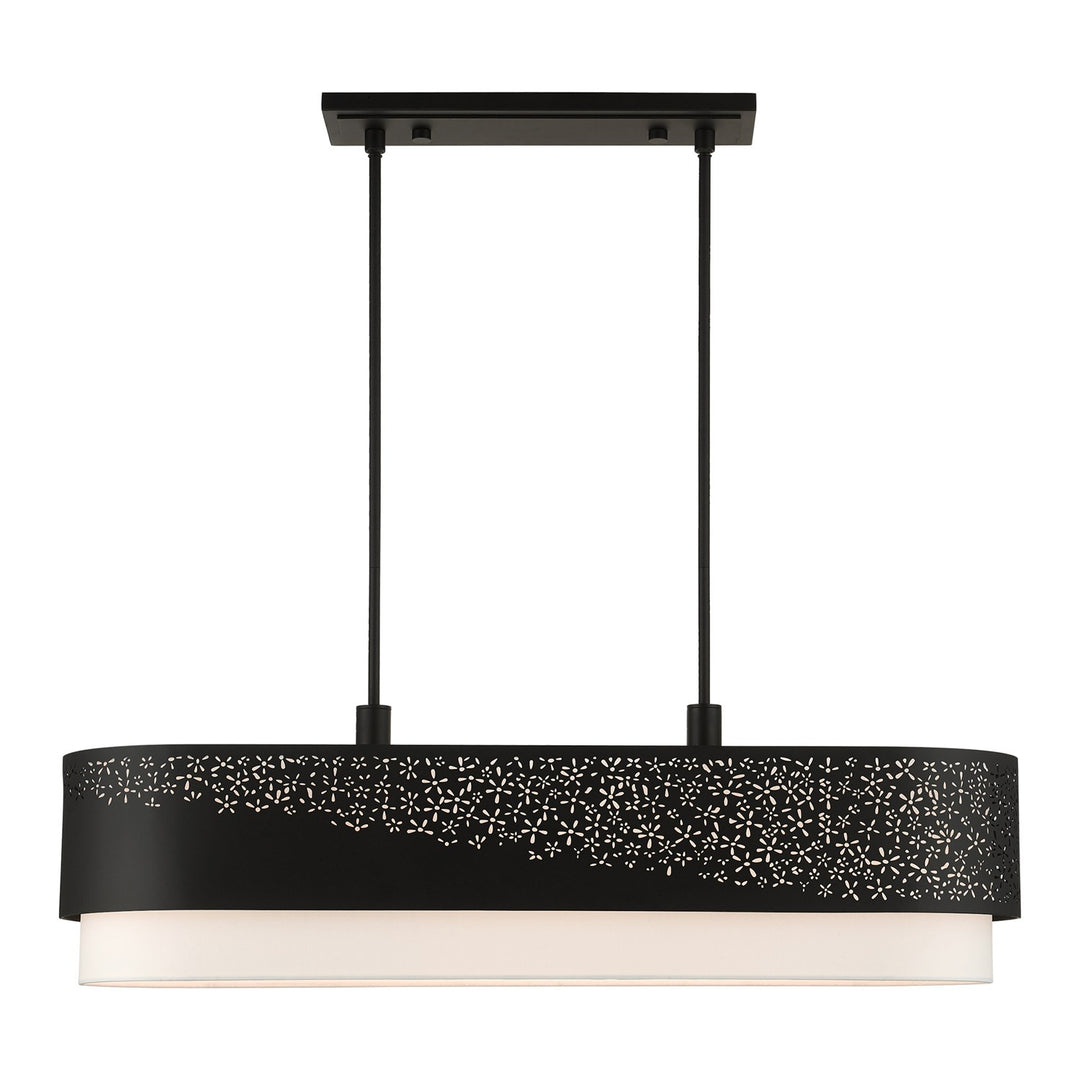 6 Light Black Linear Chandelier by Livex Lighting