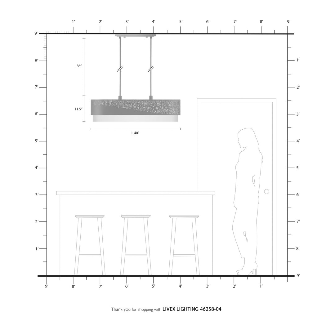 6 Light Black Linear Chandelier