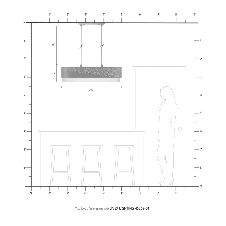 6 Light Black Linear Chandelier