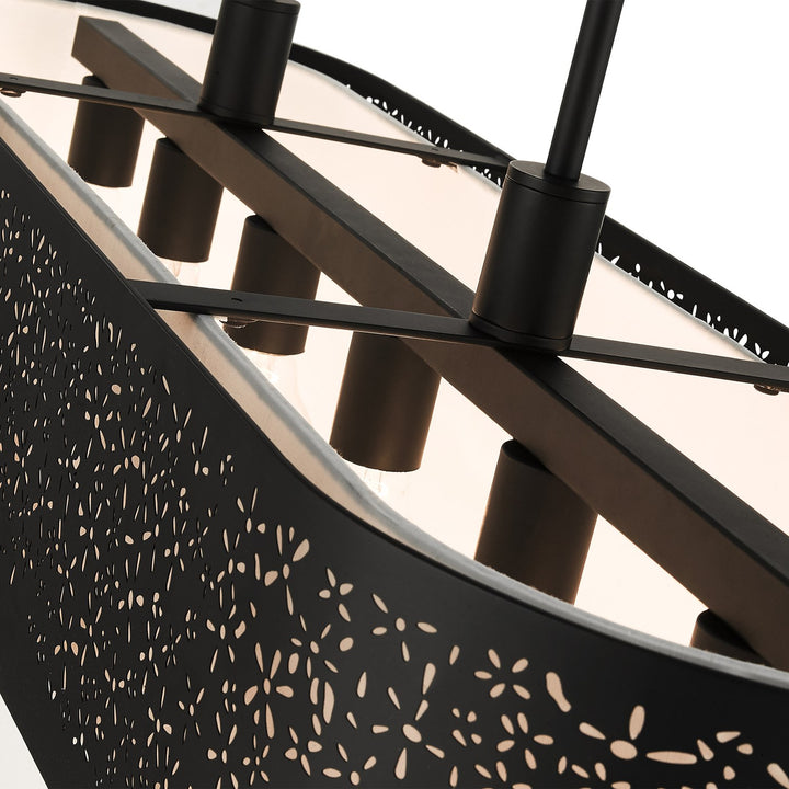 6 Light Black Linear Chandelier