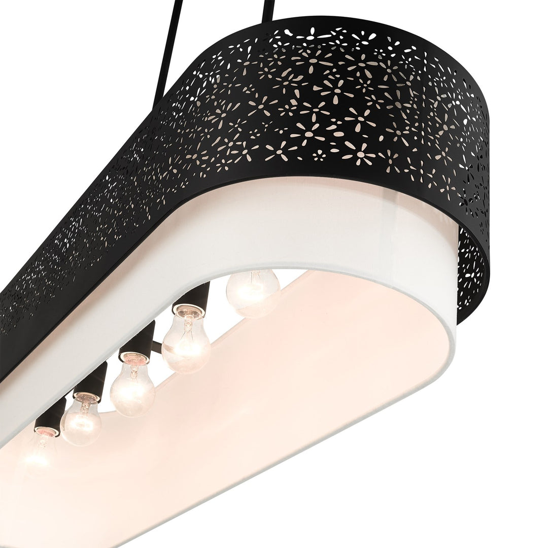 6 Light Black Linear Chandelier