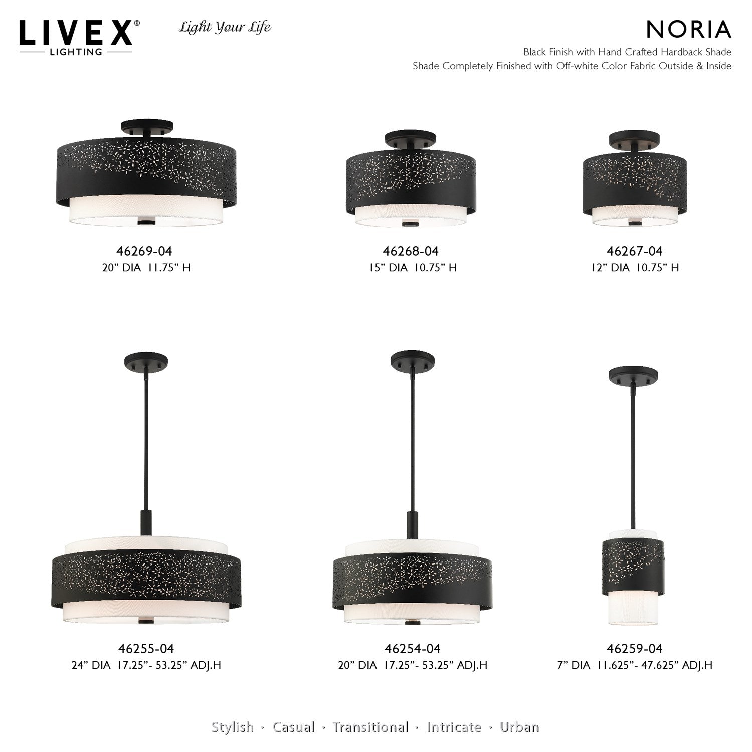 1 Light Black Pendant