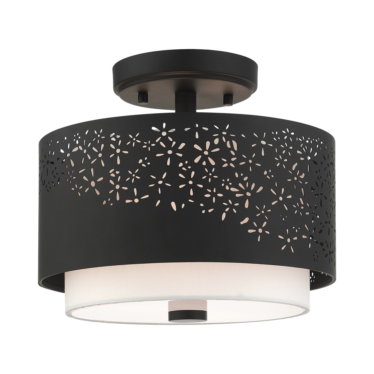 2 Light Black Semi Flush by Livex Lighting
