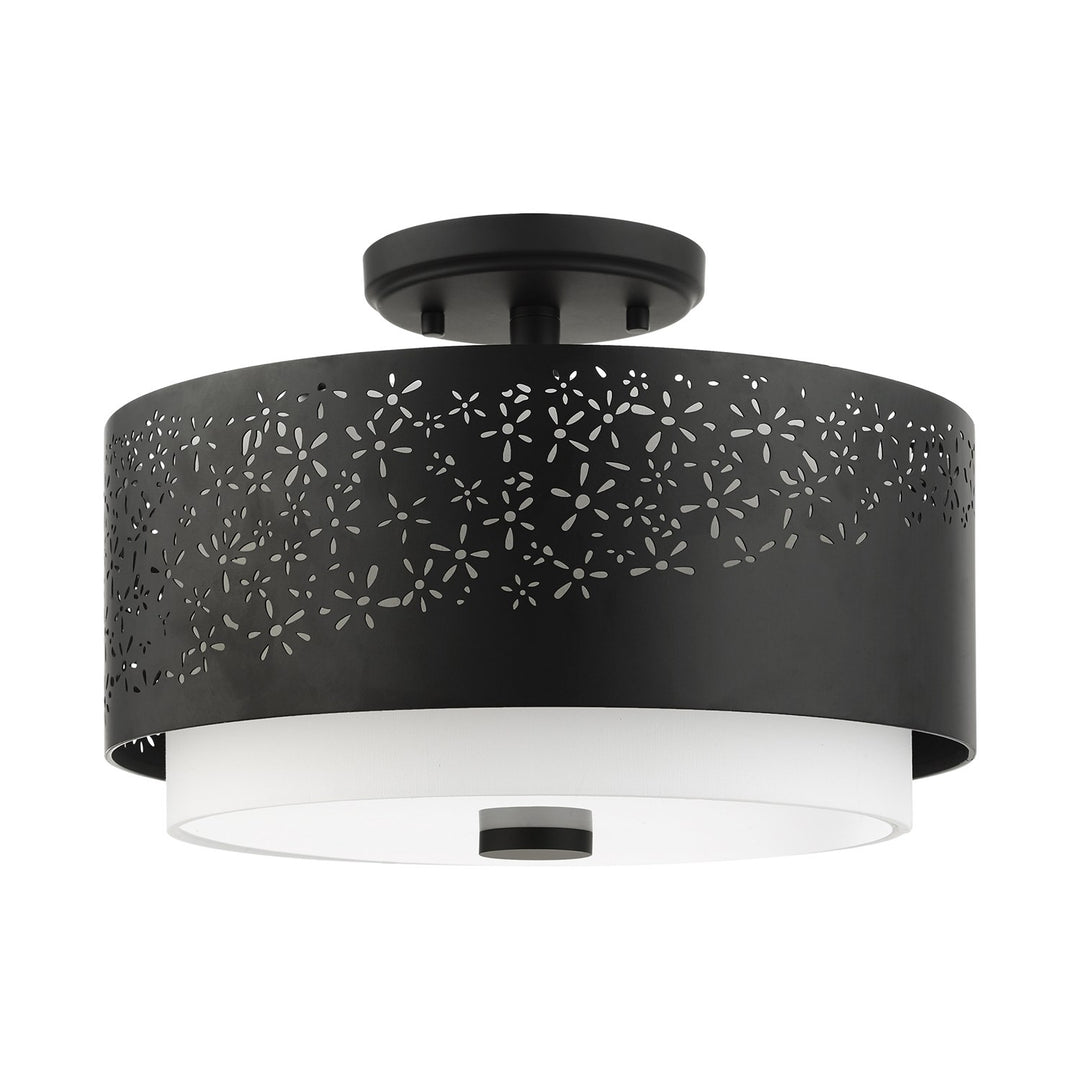 3 Light Black Semi Flush