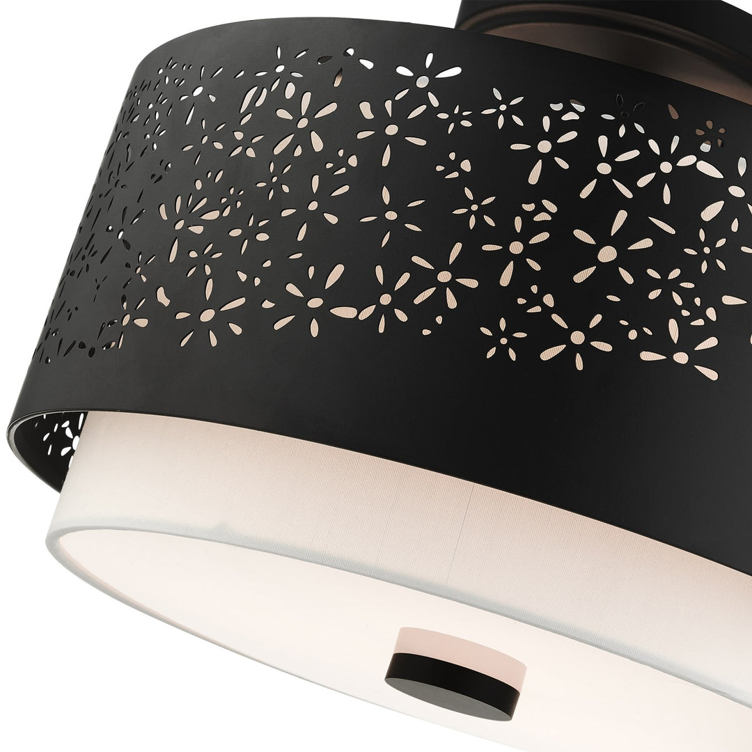 3 Light Black Semi Flush