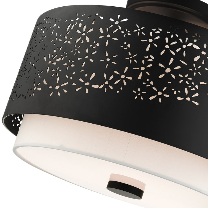 3 Light Black Semi Flush