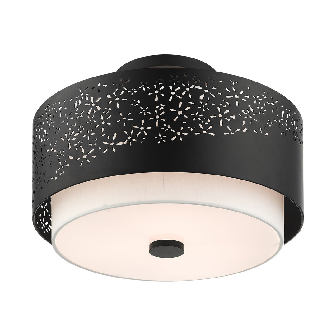3 Light Black Semi Flush