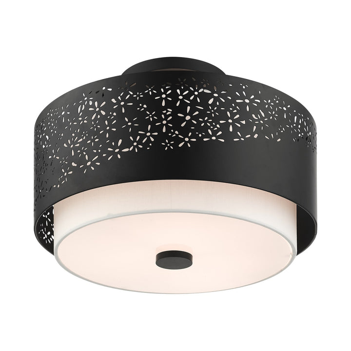 3 Light Black Semi Flush