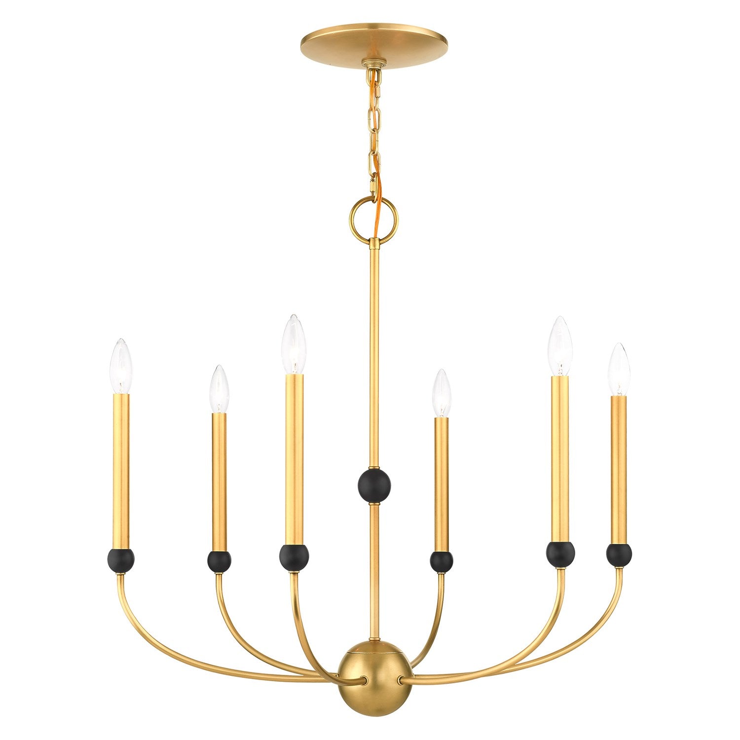6 Light Natural Brass Chandelier by Livex Lighting