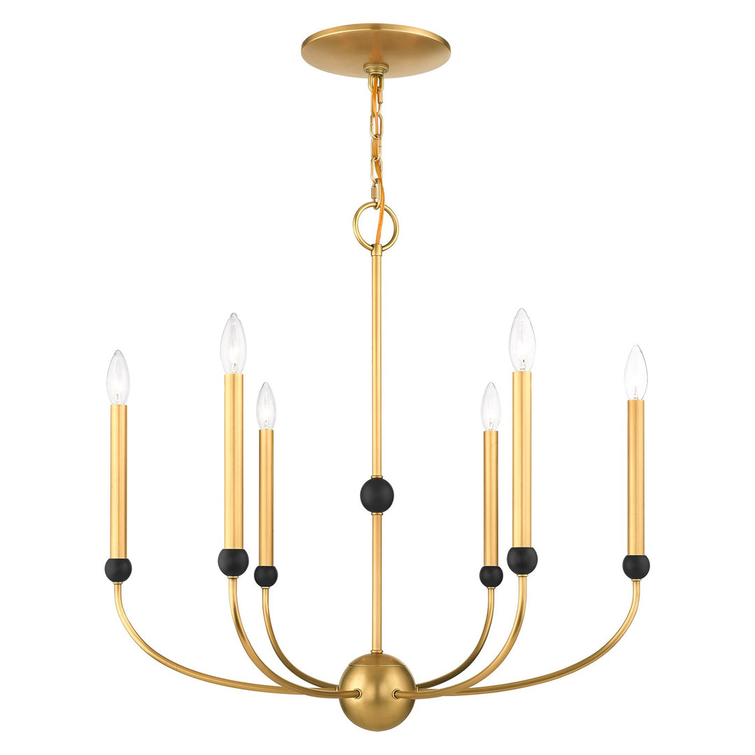 6 Light Natural Brass Chandelier
