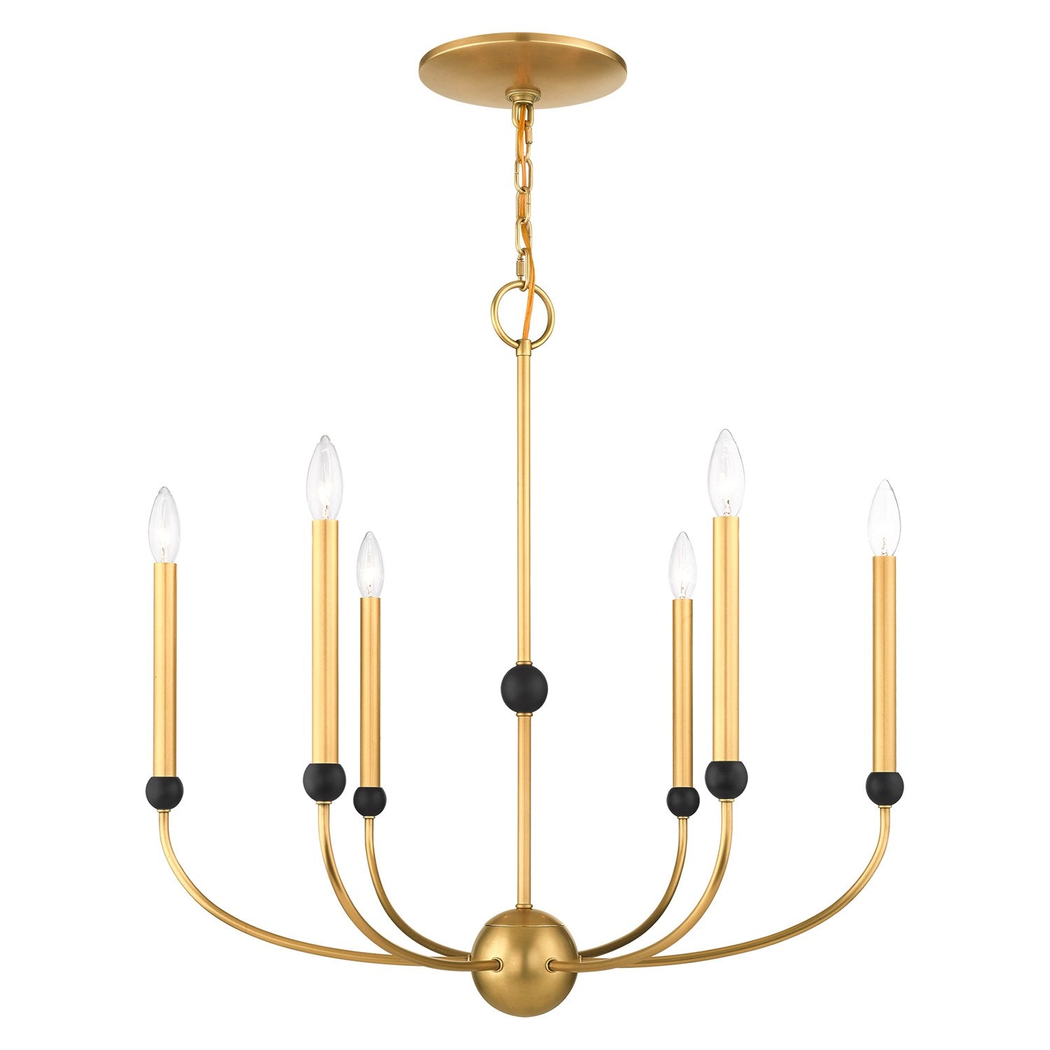 6 Light Natural Brass Chandelier