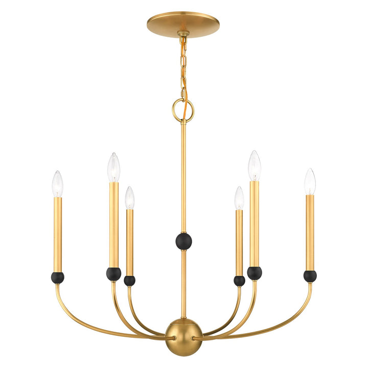 6 Light Natural Brass Chandelier