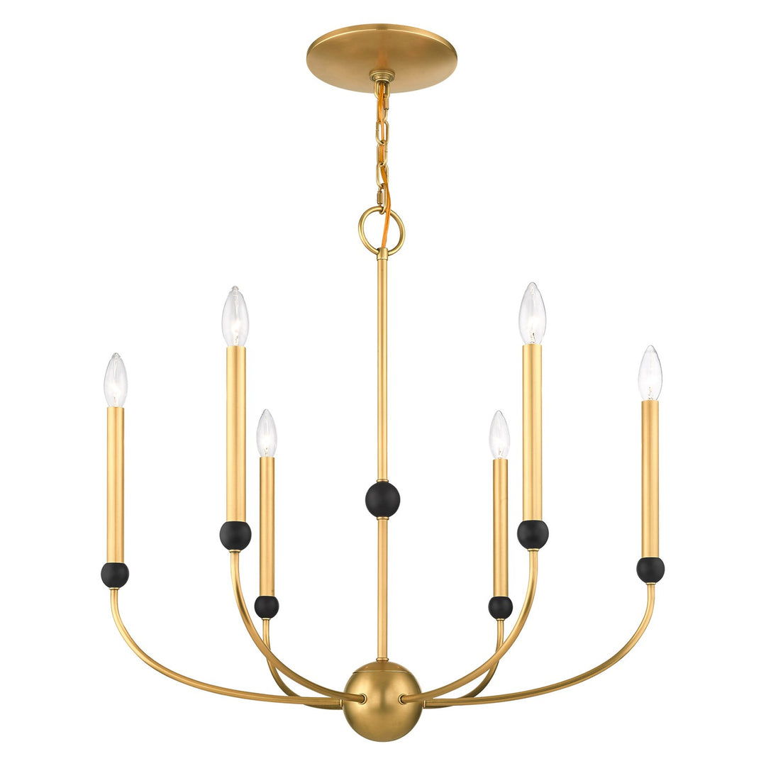 6 Light Natural Brass Chandelier