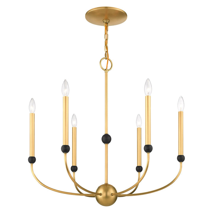 6 Light Natural Brass Chandelier