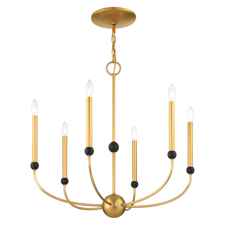 6 Light Natural Brass Chandelier