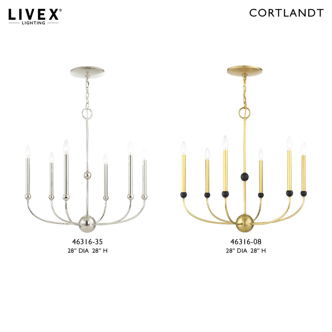 6 Light Natural Brass Chandelier