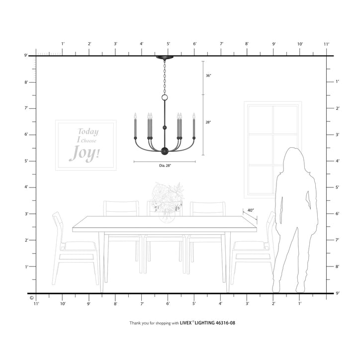 6 Light Natural Brass Chandelier