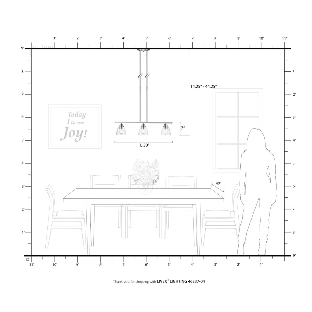 3 Light Brushed Nickel Linear Chandelier